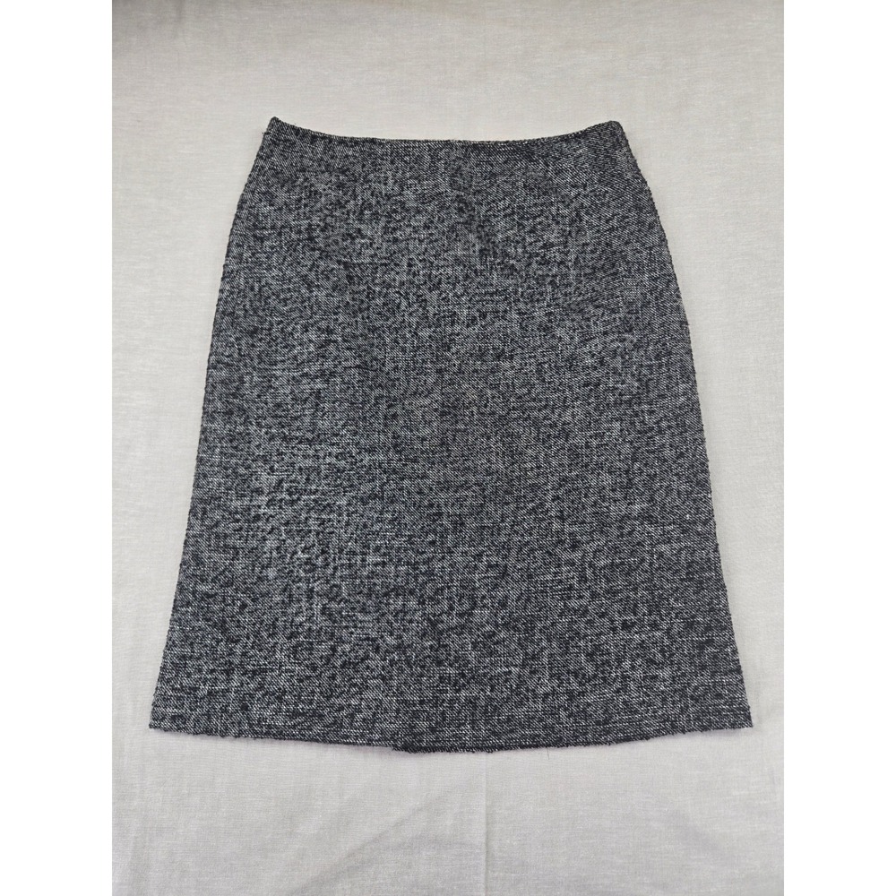 Ann Taylor Black White Tweed Virgin Wool Blend A-Line Skirt Size 4 Knee Length